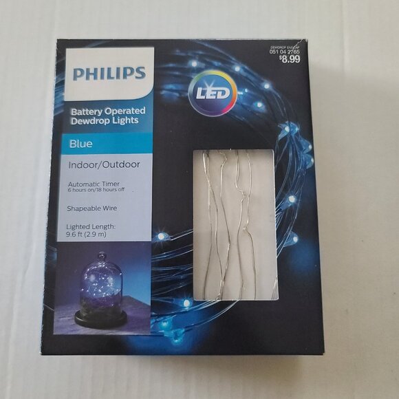 3 Philips Dewdrop LED 30 ct Wire Light 2 Green 1 Blue Battery Operated Timer NEW - Picture 9 of 15